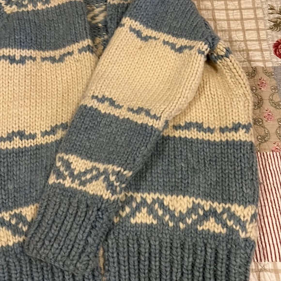 Handmade Knitted Vintage wool Seahawks zip up cardigan sweater - Picture 10 of 11